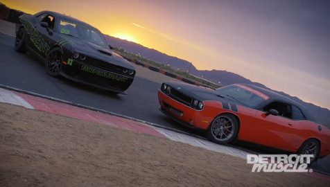 Twin Turbo Gen III Hemi SRT8 Challenger Smokes Hellcat at the track