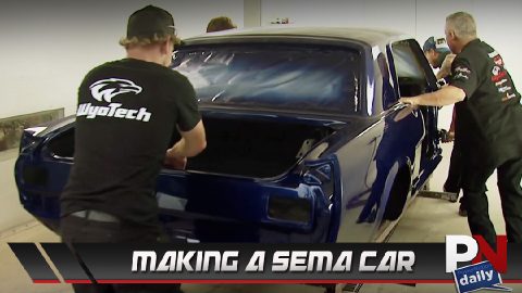 SEMA WyoTech Build, Truck Crash Launch, Anti-Tank Gun VS. F-150, Takata Recall, Hellcat Jeep, Paper V8 Engine