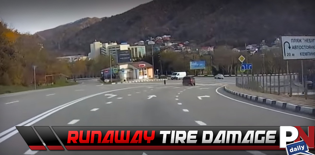 A Tire Comes Rolling Off A Vehicle… You’ll Never Guess How Unlucky This Guy Is!