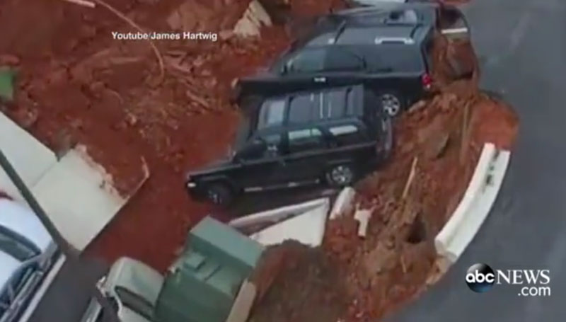 Parking Lot Collapses In An IHOP Parking Lot, Swallowing Dozens Of Cars