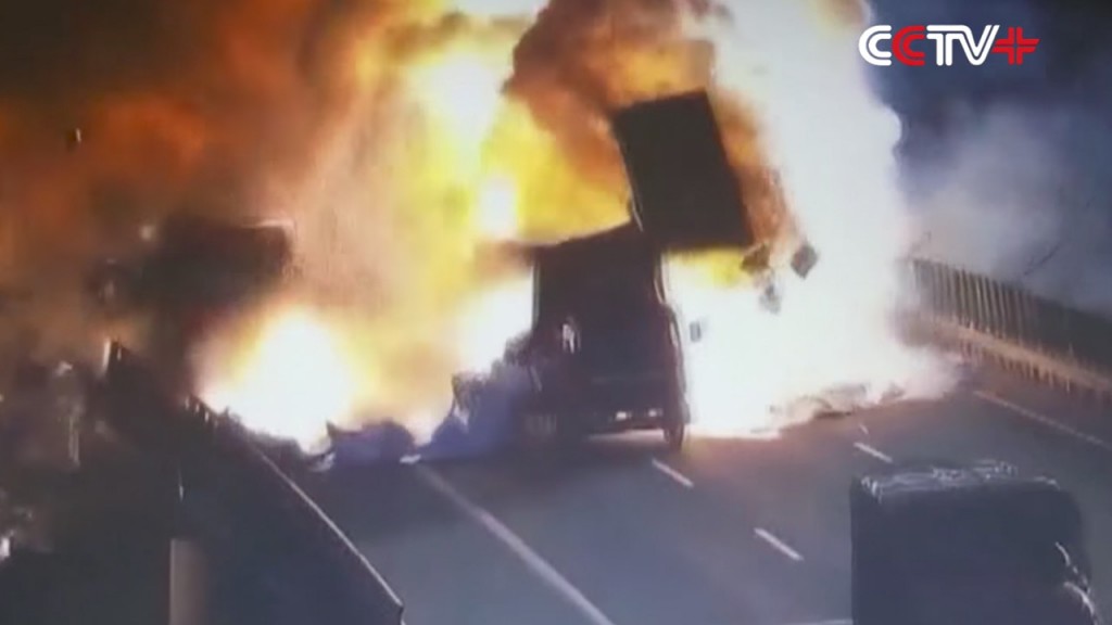 Van Crashes Into Parked Truck and Causes MASSIVE Explosion