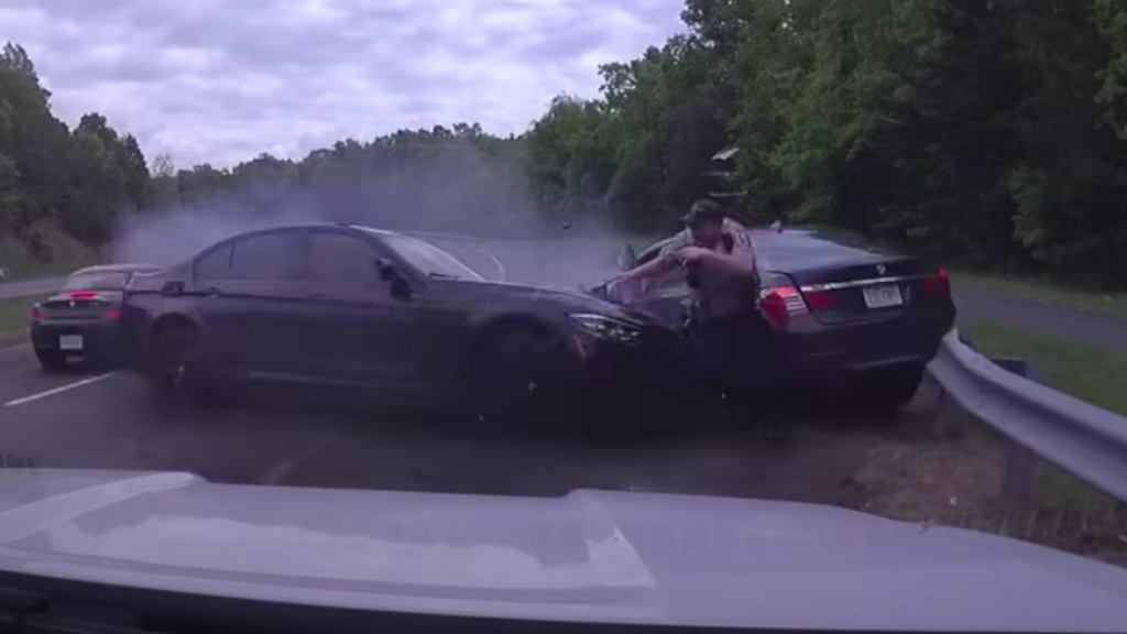 A Virginia Police Officer and a pulled-over driver being hit by a teen driver going well over 120 mph