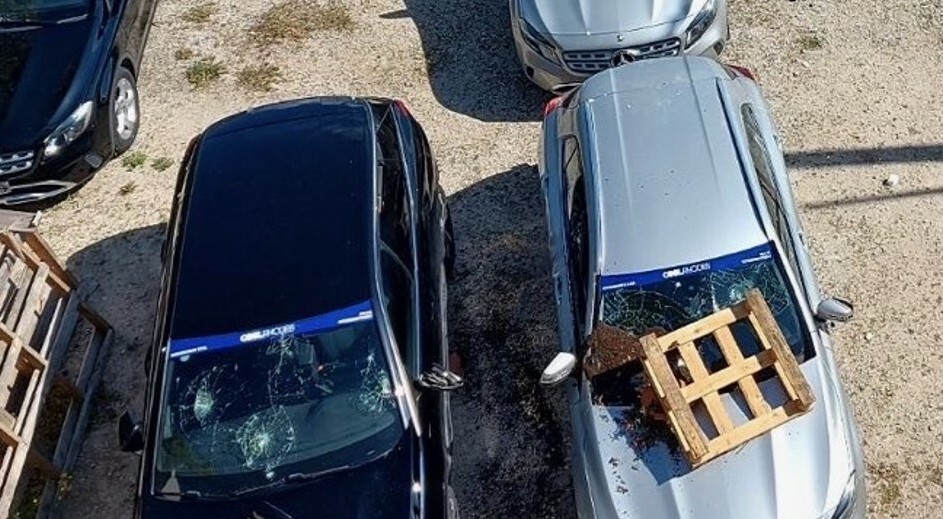 Greek Taxi Drivers vandalize vehicles at an Uber Hub in Rhodes Island