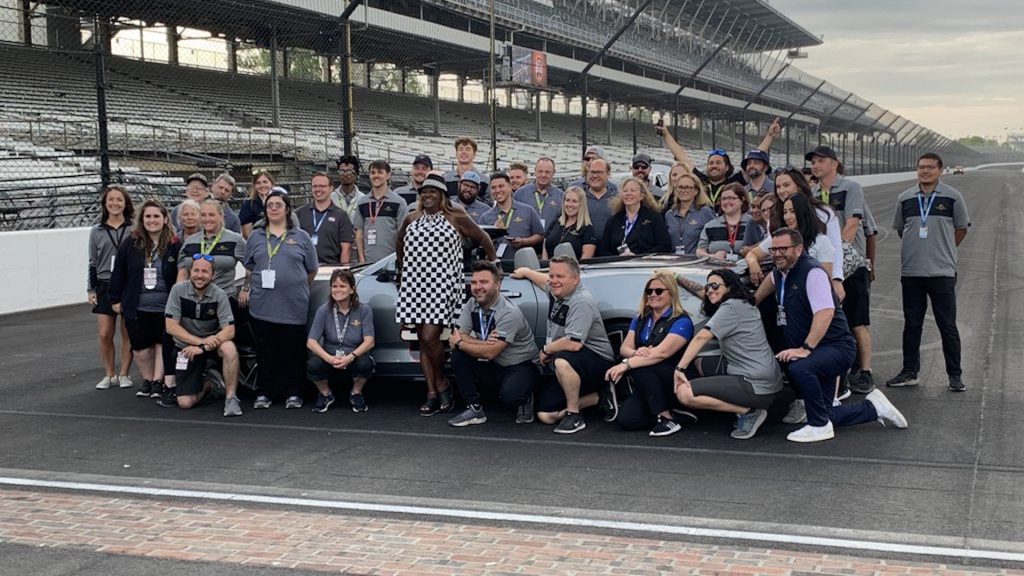 Indy 500 fan Robin Matthews poses with Track Team 13