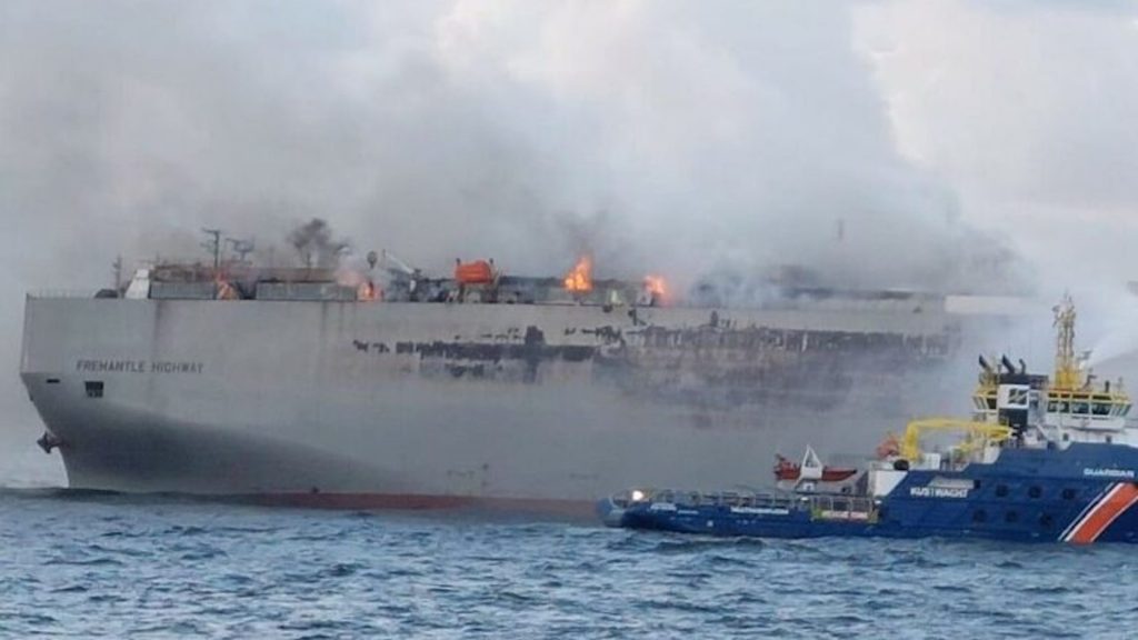 Cargo ship carrying 3,000 vehicles set ablaze