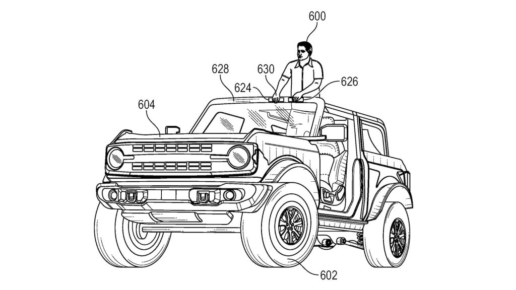Ford patent depicting the driver operating a Bronco while standing up | Image via US Patent Office