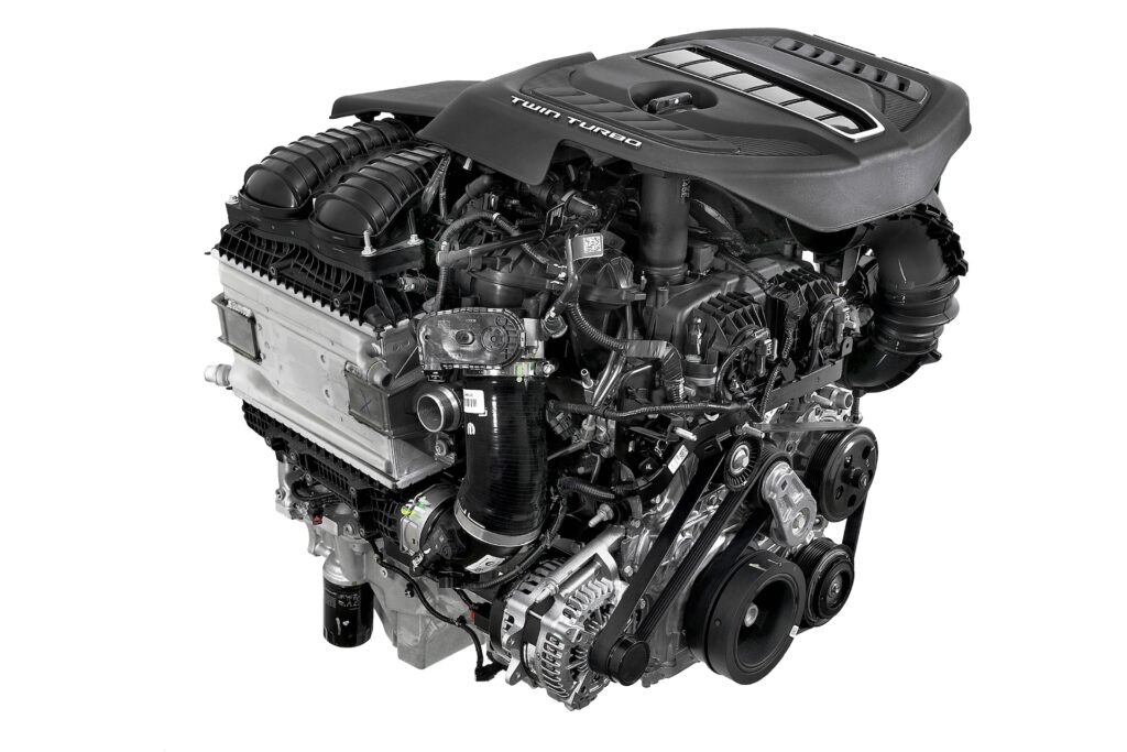 The all-new 3.0-liter Hurricane Twin Turbo inline six-cylinder engine