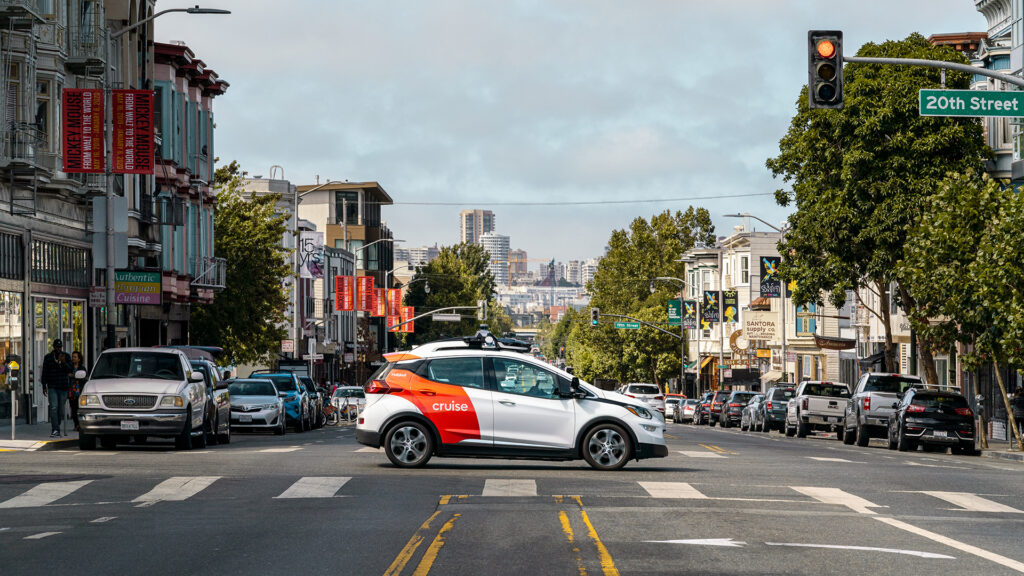 press photo for GM robotaxi service Cruise in downtown San Francisco