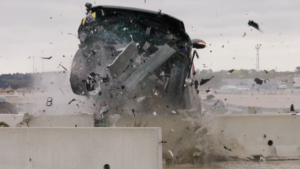Watch What Happens When a 7,000-Pound Rivian Collides with a Concrete Barrier