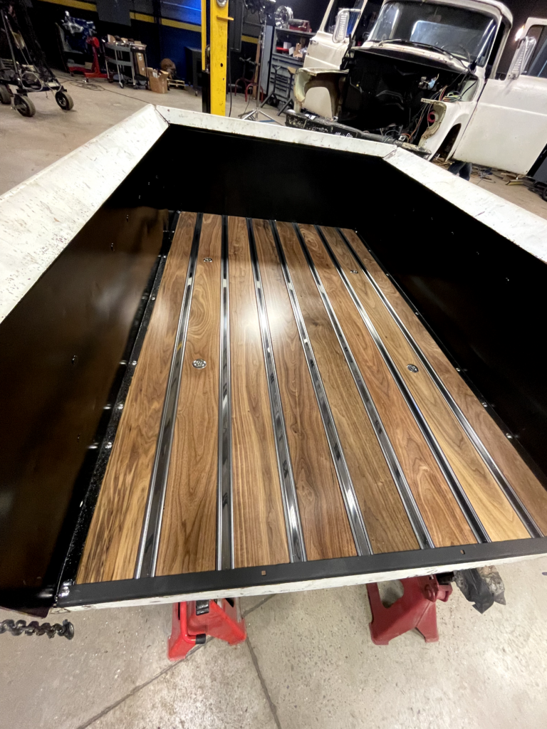 Restored BedWood with black walnut, a nod to Clint's name. BedWood kit is from Summit Racing